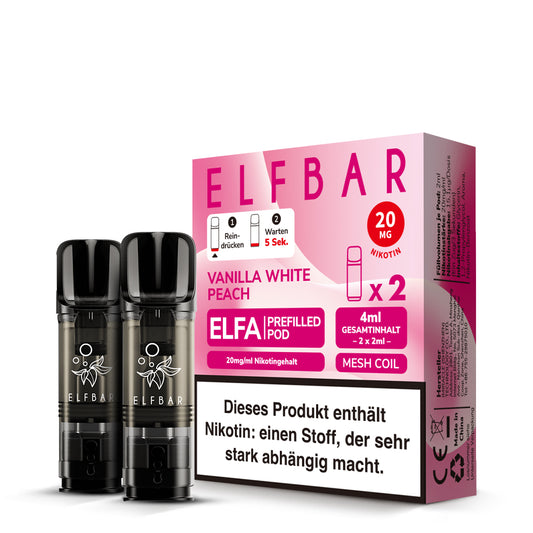 Elfbar Elfa Vanilla White Peach 20mg Nikotin 2er Pack