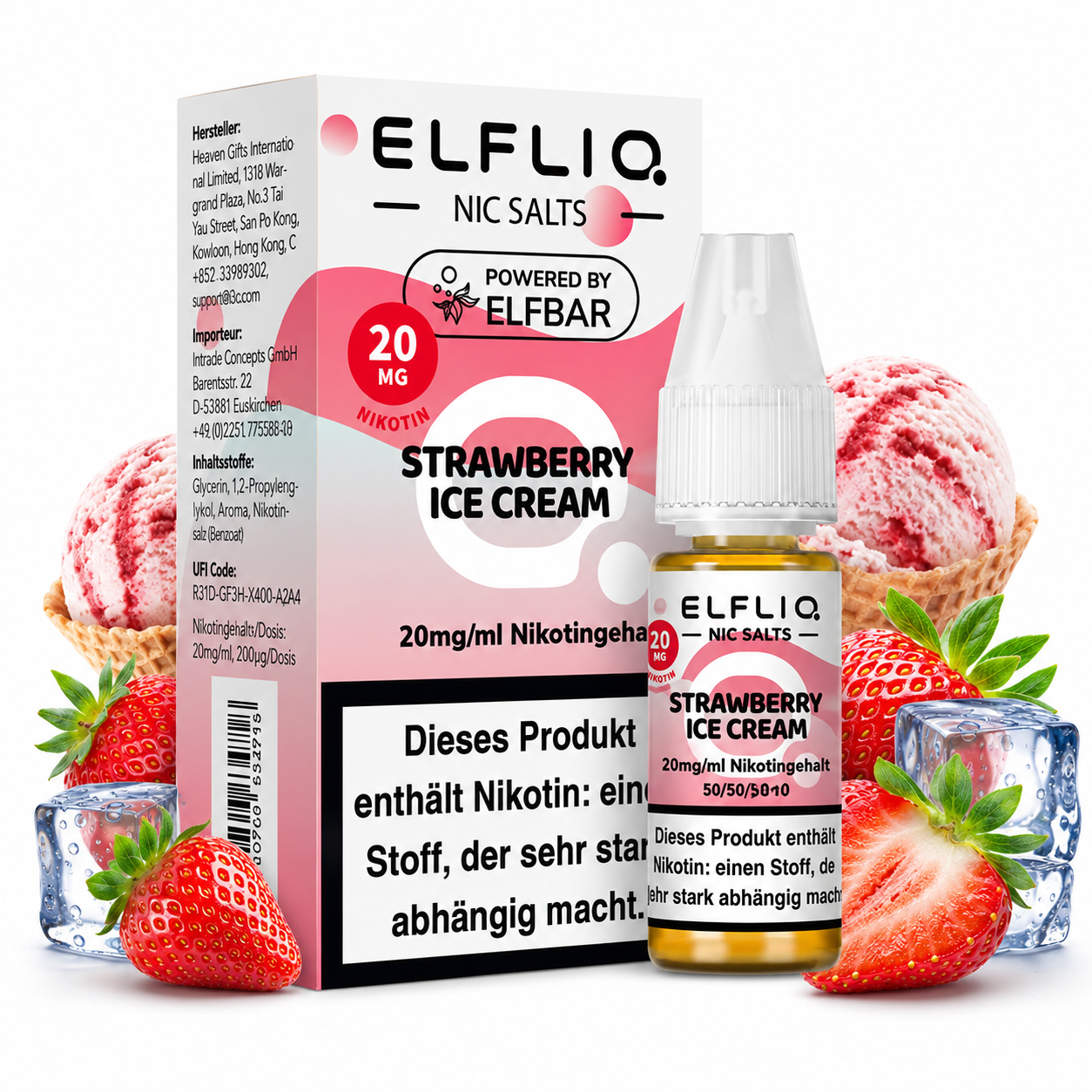 Elfbar ELFLIQ Strawberry Ice Cream Liquid 20 mg/ml Nikotin