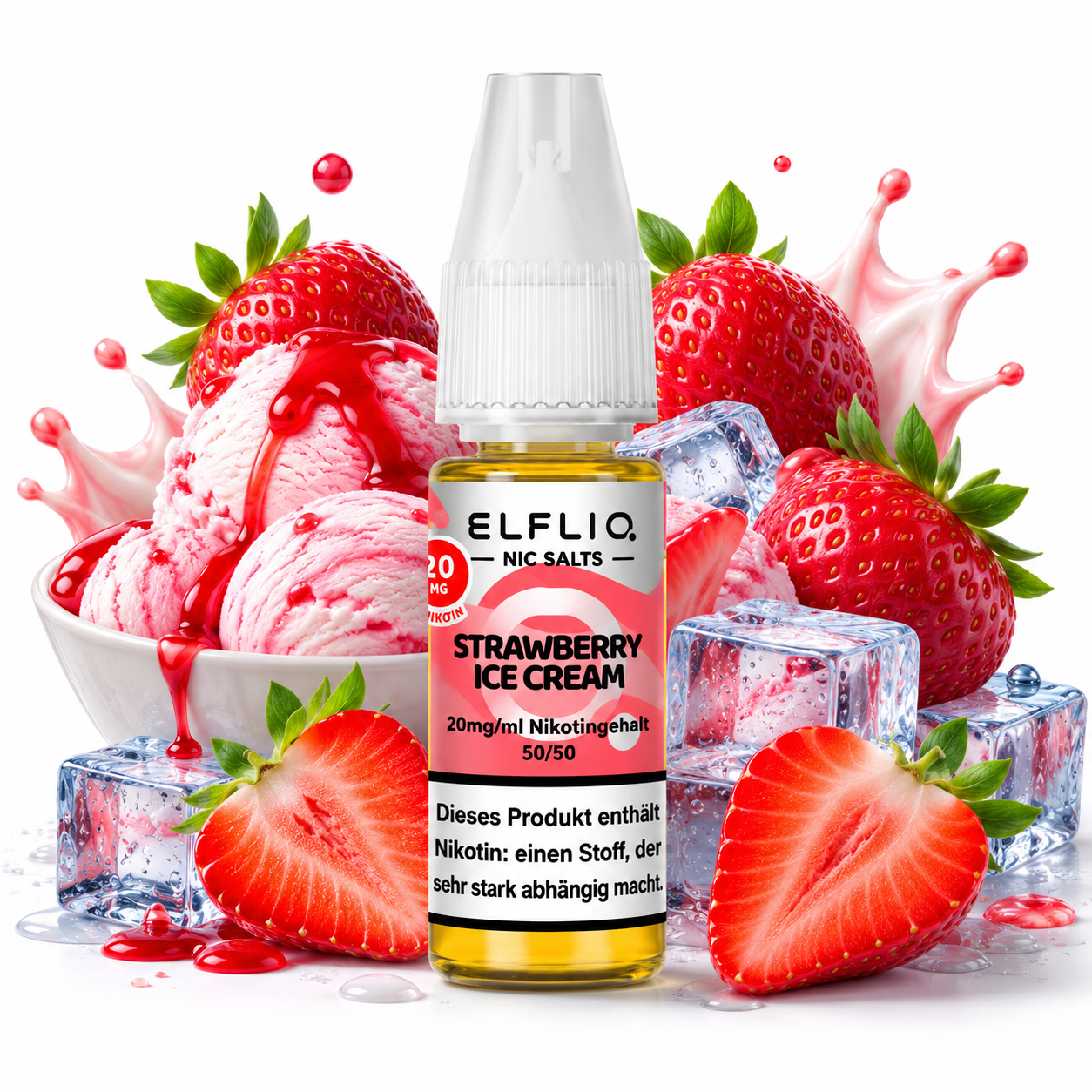 Elfbar ELFLIQ Strawberry Ice Cream Liquid 20 mg/ml Nikotin